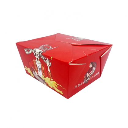 輕定制1#打包盒 800ML淋膜白卡紙外賣餐盒